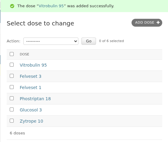 A populated Doses table